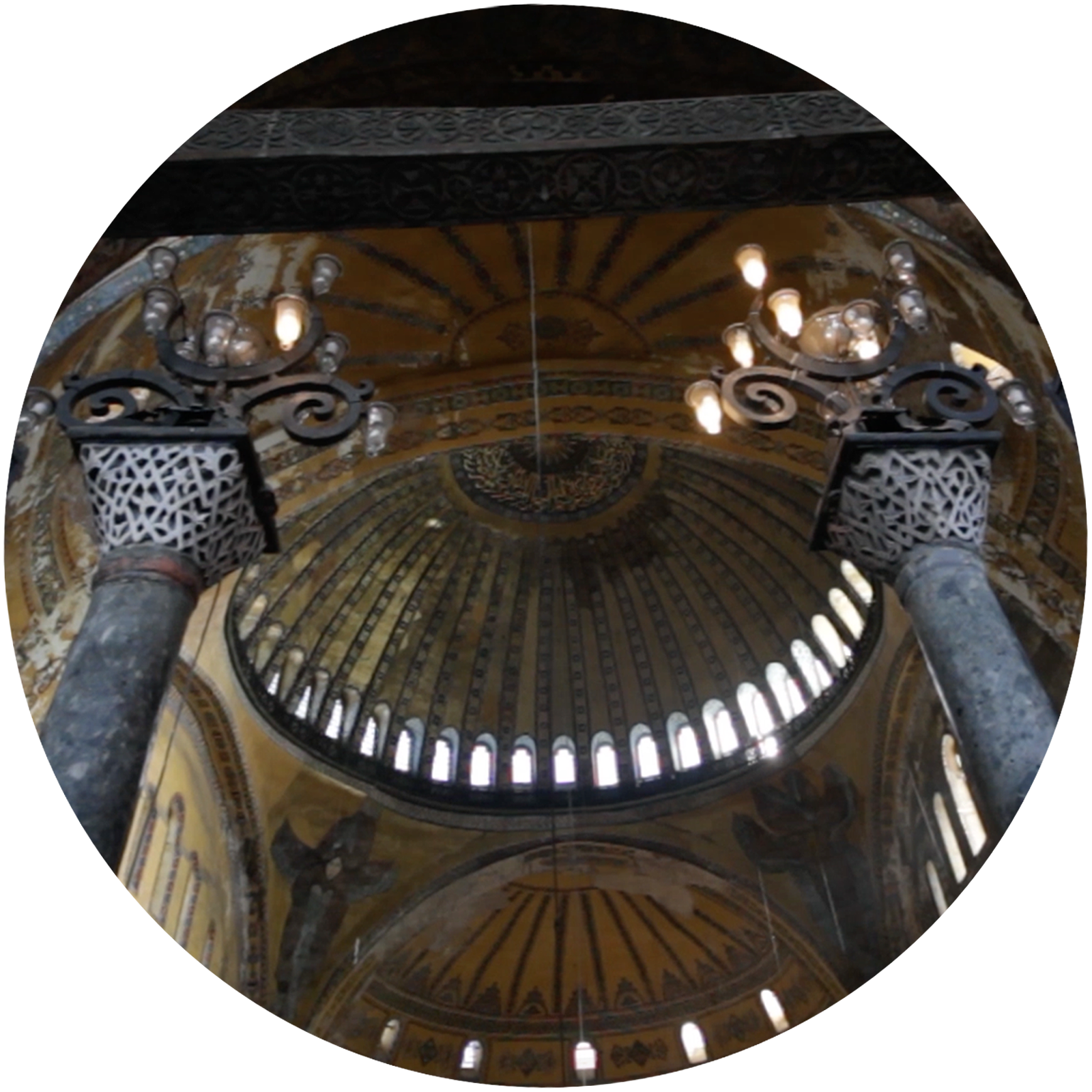 Interior dome and columns, wide-angle view — WAKING WORDS: A Museum of Wisdom 1600X1600px